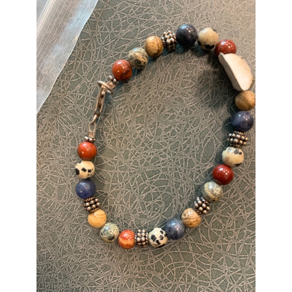 Colorful Beaded jasper Bracelet with 925 accents